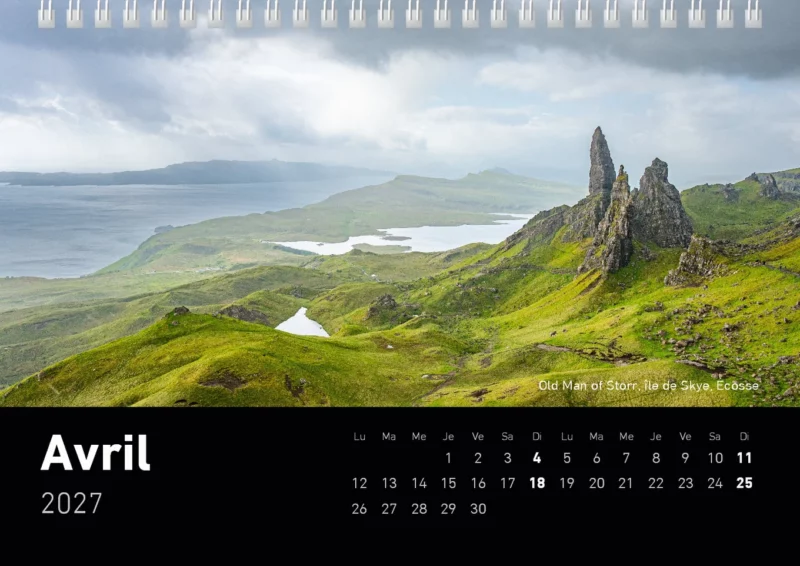 Calendrier de bureau 2027 "Lumières et contrastes du Nord"