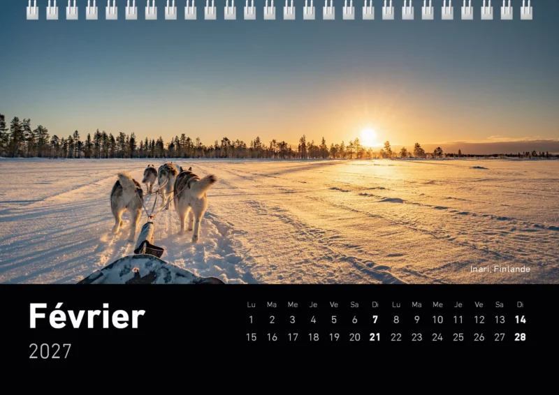 Calendrier de bureau 2027 "Lumières et contrastes du Nord"